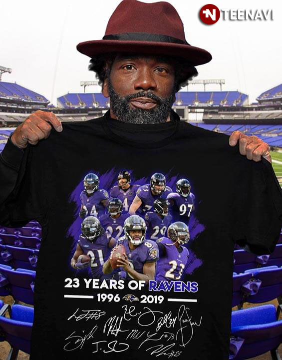 23 Years Of The Baltimore Ravens 1996-2019 Signatures T-Shirt