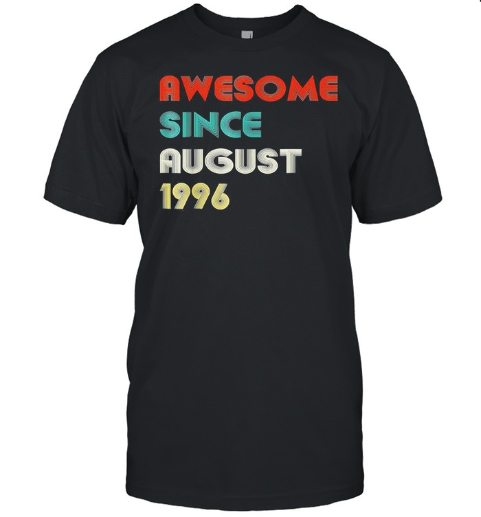 25Th Birthday Awesome Since August 1996 Vintage Gift T-Shirt