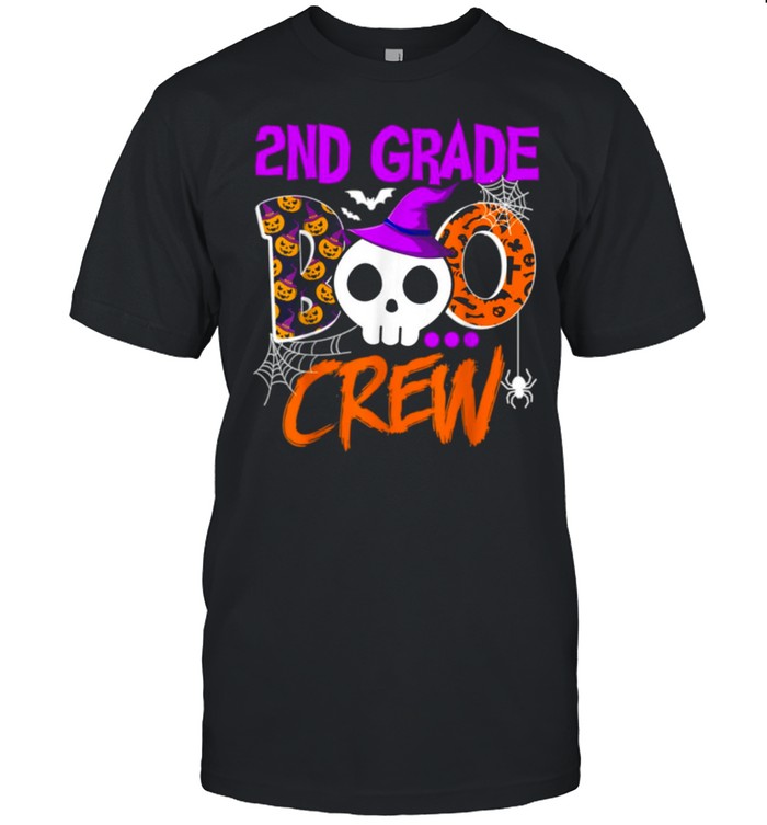 2Nd Grade Boo Crew Funny Skull Halloween Vibes T-Shirt