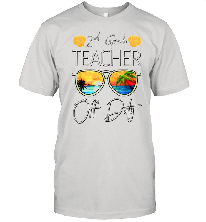 2Nd Grade Teacher Off Duty Summer Vacation Sunset Sunglasses T-Shirt