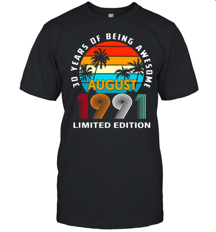30 Years Of Being Awareness August 1991 Limited Edition Vintage T-Shirt