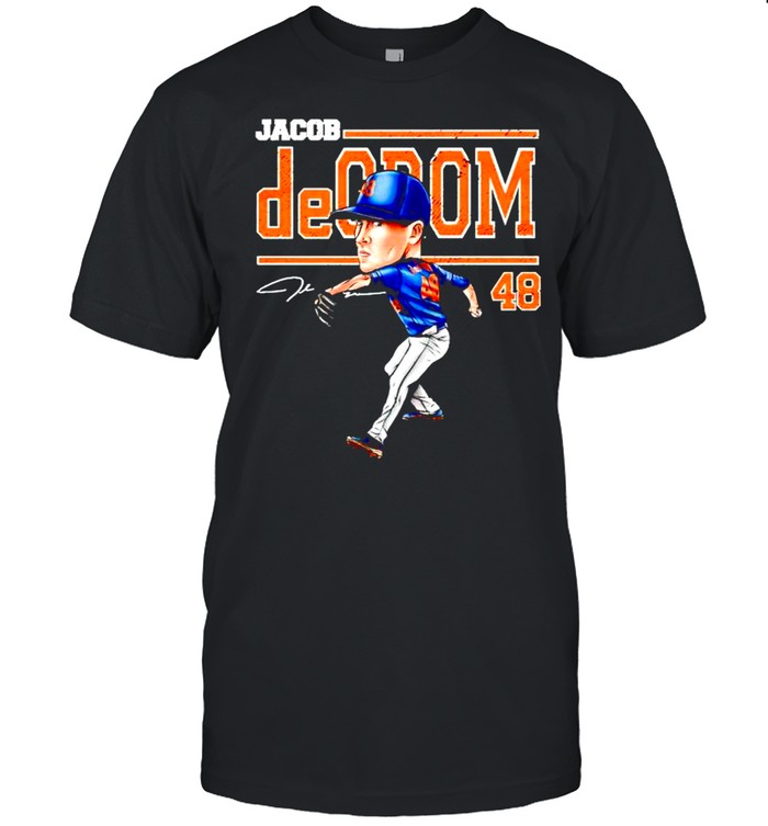 48 Jacob Degrom Cartoon Signature New York Baseball T-Shirt