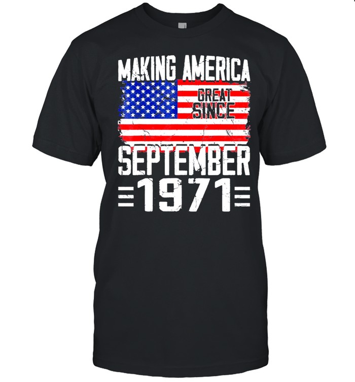 49Th Birthday September 1971 American Flag 49 Years Old T-Shirt