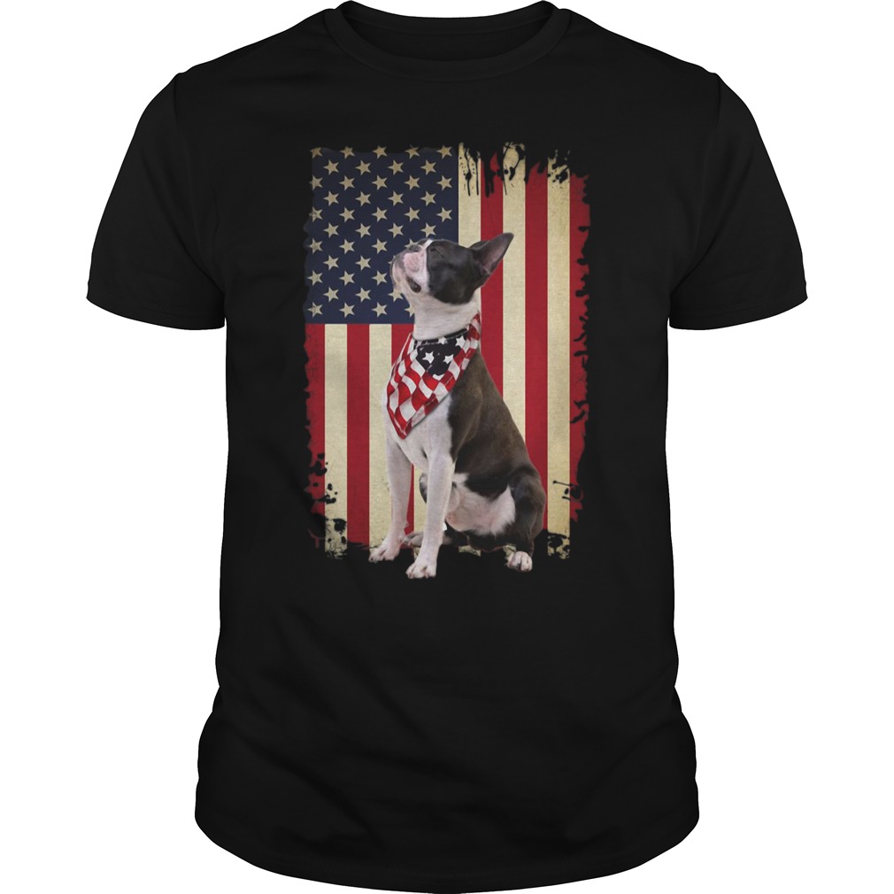 4Th July Independence Day Boston Terrier American Flag T-Shirt