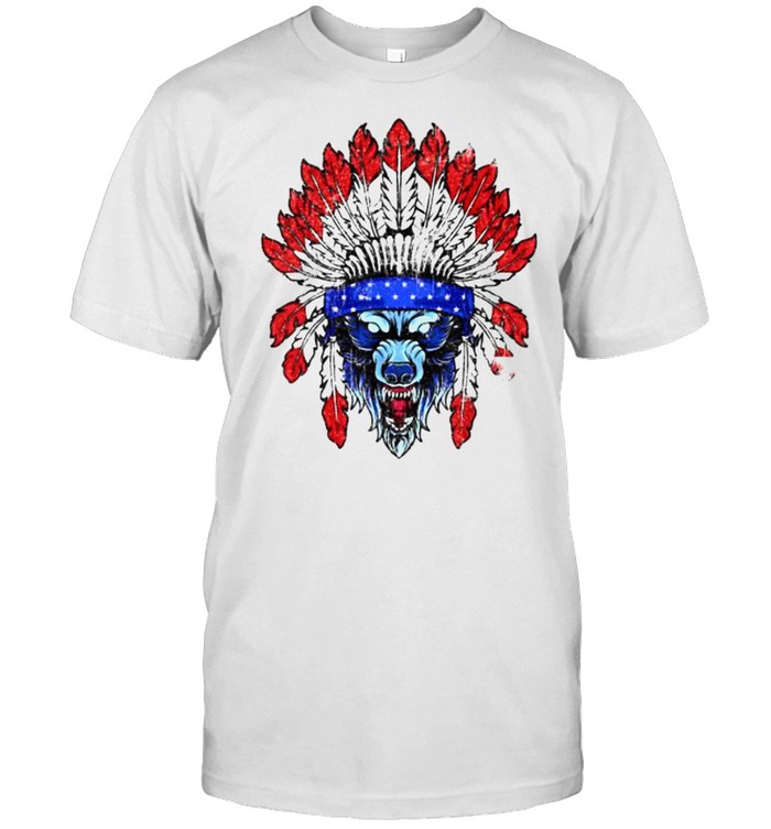 4Th Of July Wolf Native American Flag T-Shirt 4Th Of July Wolf Native American Flag T-Shirt