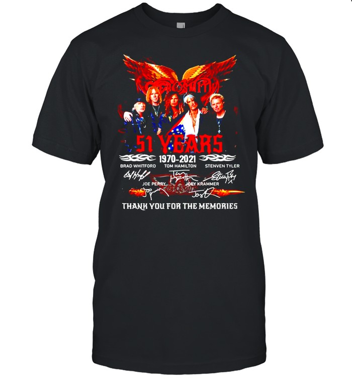 51 Years Of Aerosmith 1970 2021 Thank You For The Memories T-Shirt
