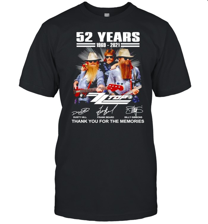 52 Years Zztop 1969 2021 Thank You For The Memories T-Shirt