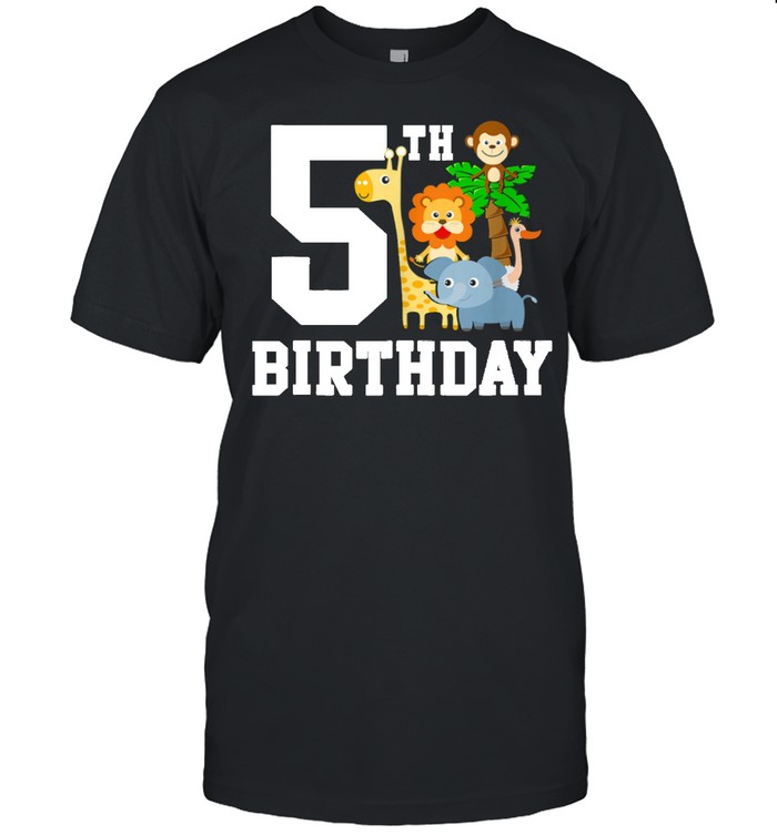 5Th Birthday Age 5 Years Old Safari Animals T-Shirt 5Th Birthday Age 5 Years Old Safari Animals T-Shirt