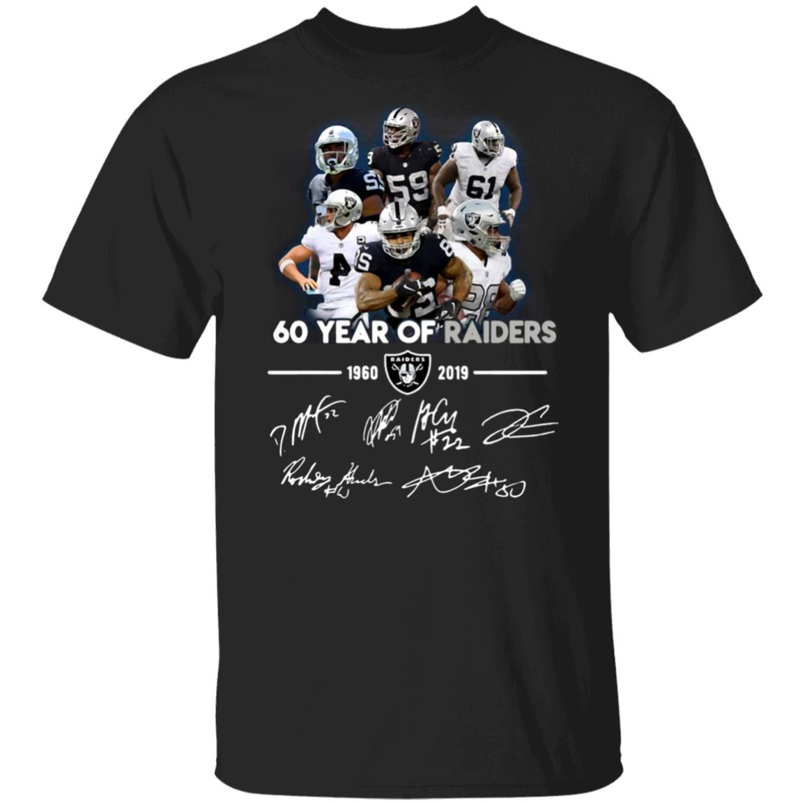 60-Years-Of-Oakland-Raiders-1960-2019-Signature G500 Gildan 5.3 Oz. T-Shirt