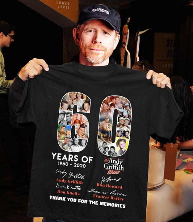 60 Years Of The Andy Griffith 1960 2020 Thank You For The Memories Signatures T-Shirt