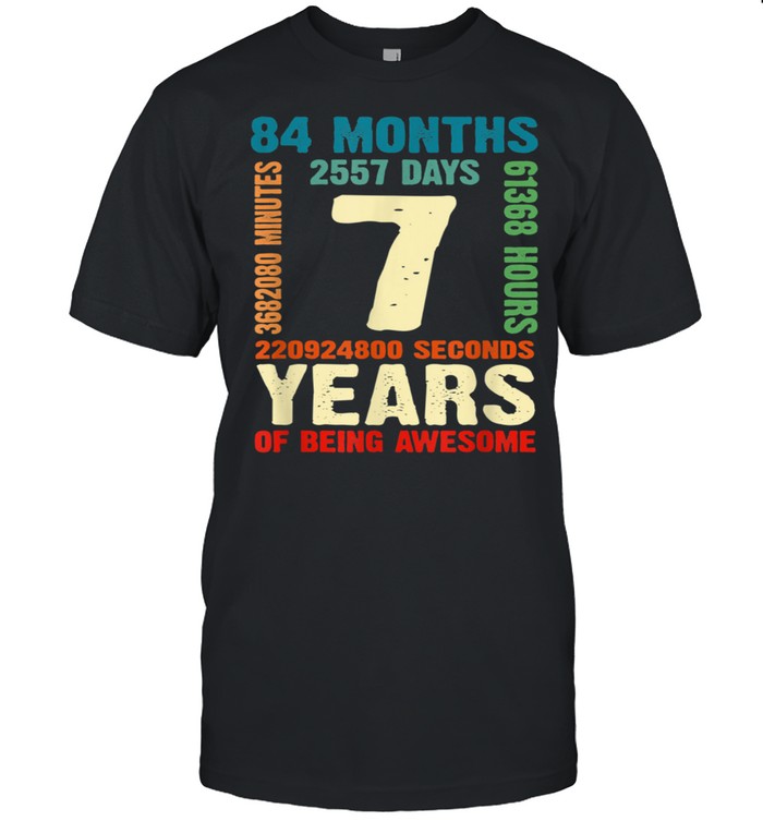 7 Years Old 7Th Birthday Boy Girl Awesome Bday Outfit T-Shirt