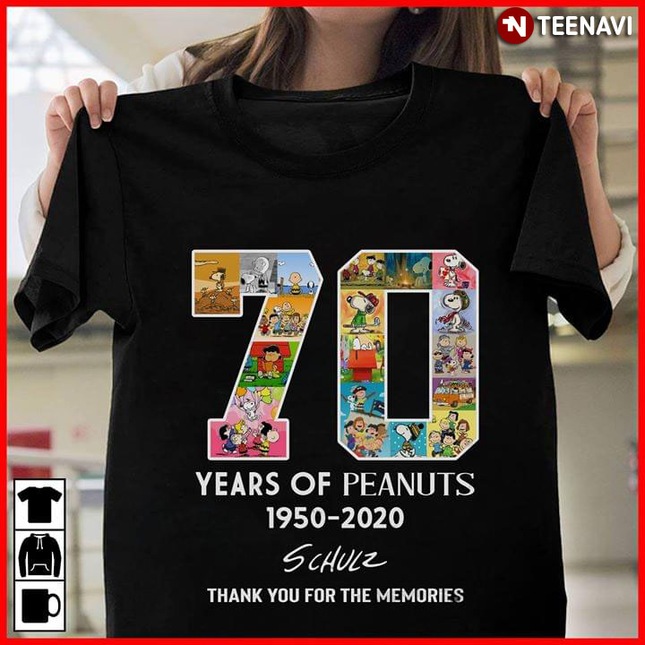 70 Year Of Peanuts 1950-2020 Schulz Thank You For The Memories Snoopy T-Shirt 70 Year Of Peanuts 1950-2020 Schulz Thank You For The Memories Snoopy T-Shirt