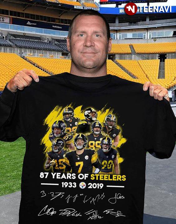 87 Years Of Pittsburgh Steelers 1933-2019 Signatures T-Shirt