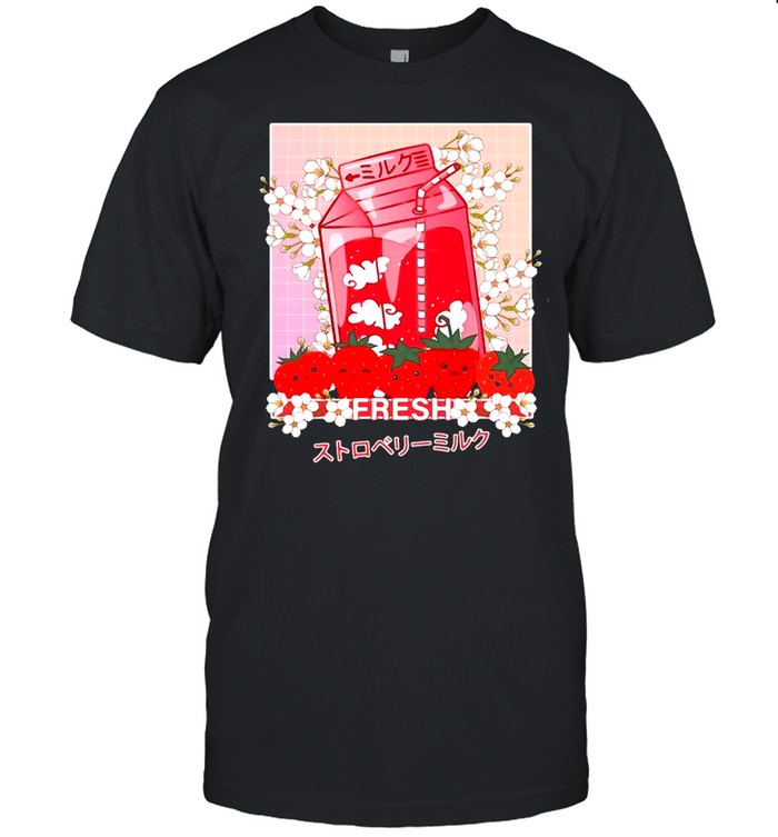 90S Strawberry Milk Shake Japanese Strawberry Milk Retro T-Shirt