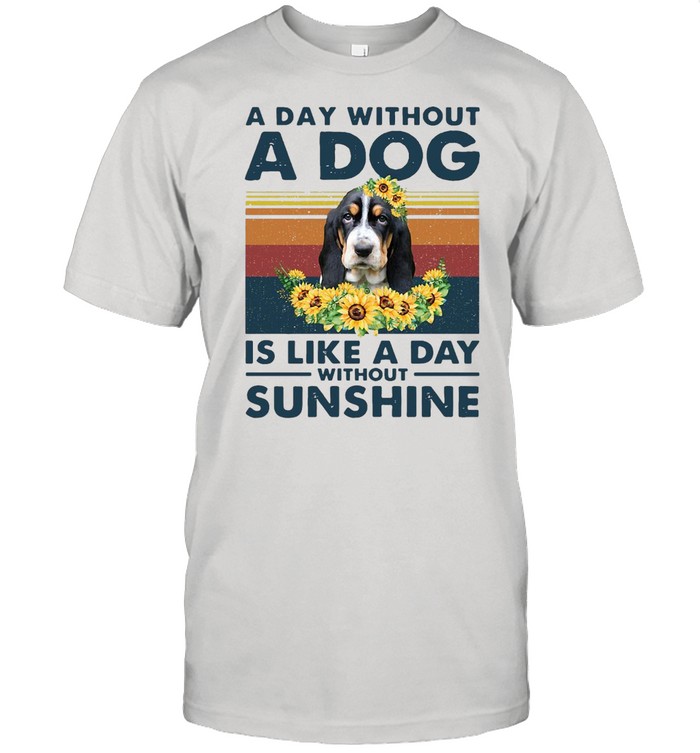 A Day Without A Dog Is Like A Day Without Sunshine Basset Hound Vintage T-Shirt