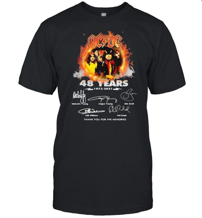 Ac Dc 48 Years Of 1973 2021 Thank You For The Memories Signature T-Shirt