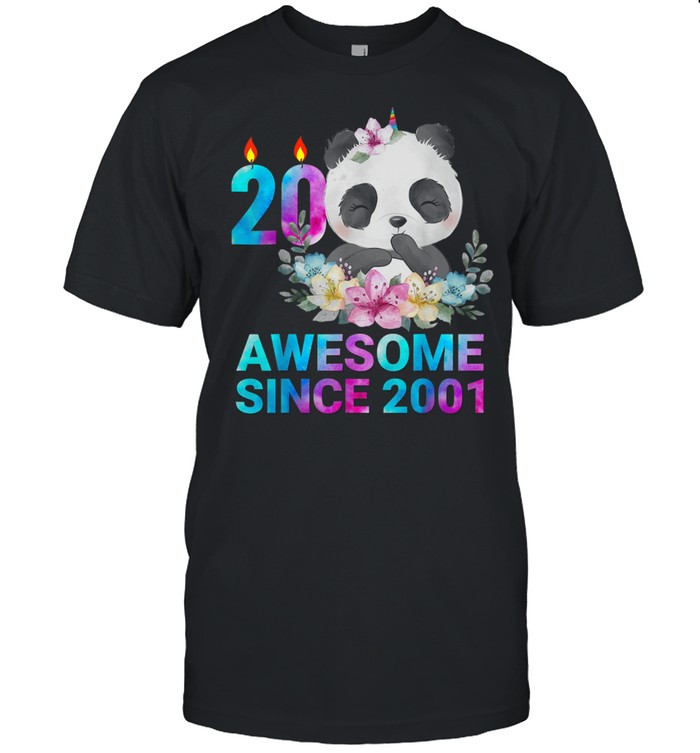 Awesome Since 2001 Cute Panda 20 Years Old 20Th Birthday T-Shirt