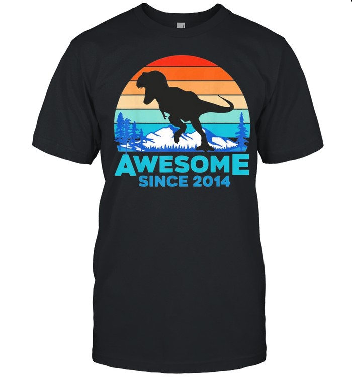 Awesome Since 2014 7 Years Old Dinosaur T-Shirt