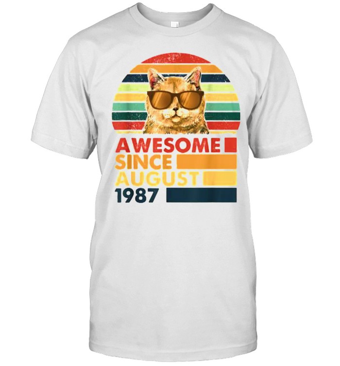 Awesome Since August 1987 Cat Vintage T-Shirt