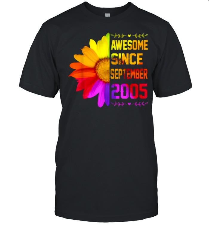 Awesome Since September 2005 16 Year Old Sunflower T-Shirt