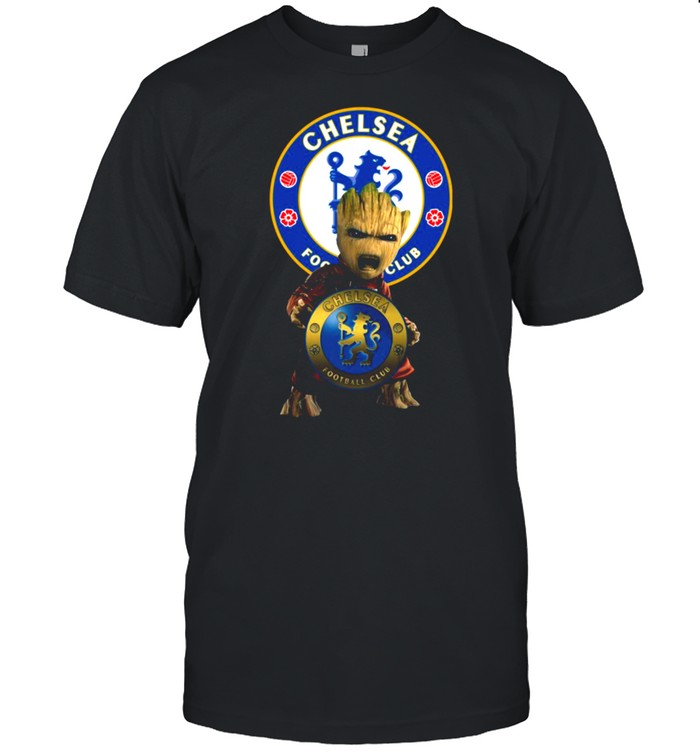Baby Groot Hug Chelsea Logo T-Shirt