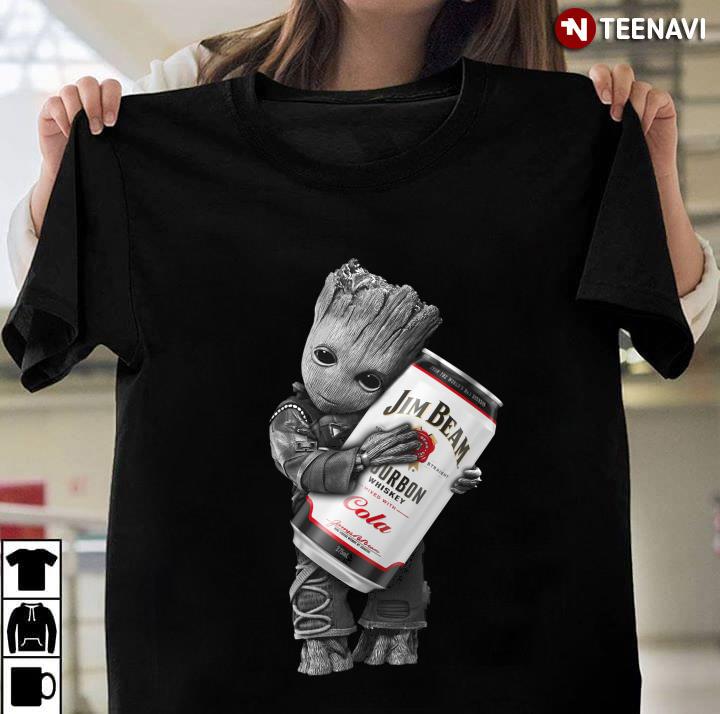 Baby Groot Hug Jim Beam White Label Bourbon Cola T-Shirt