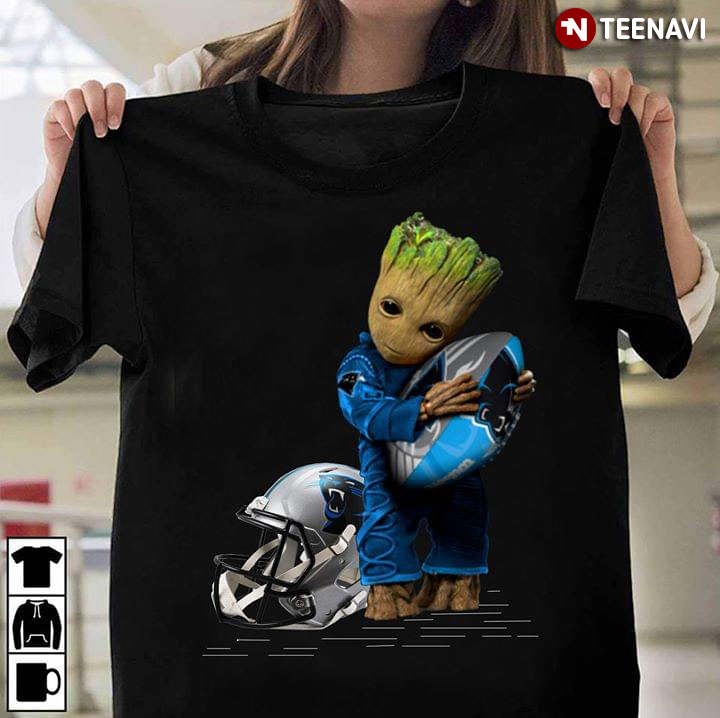 Baby Groot Hugging Carolina Panthers T-Shirt