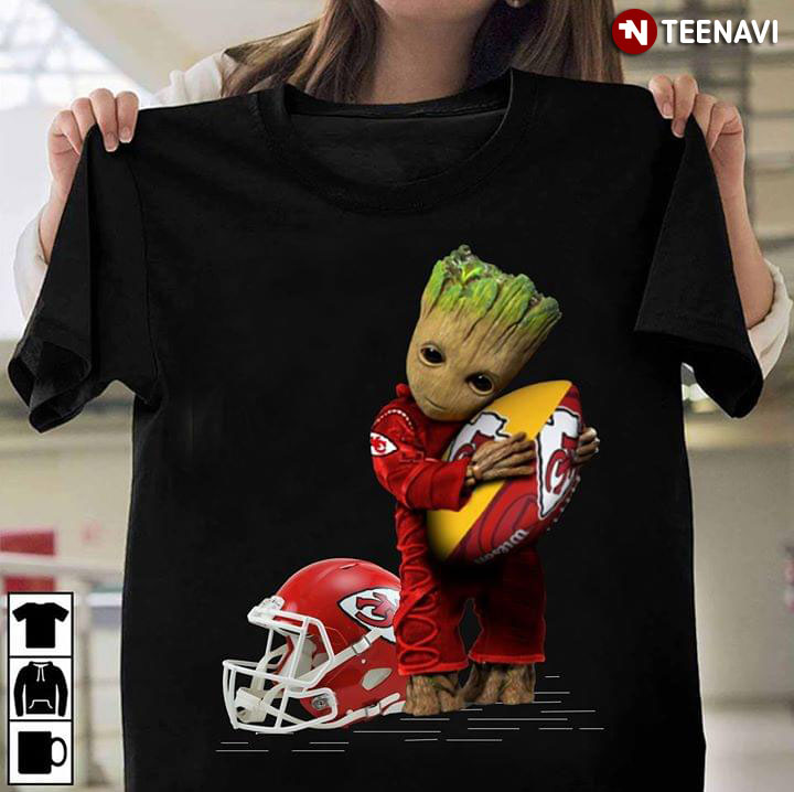 Baby Groot Hugging Kansas City Chiefs T-Shirt