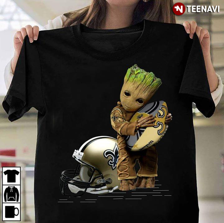 Baby Groot Hugging New Orleans Saints T-Shirt