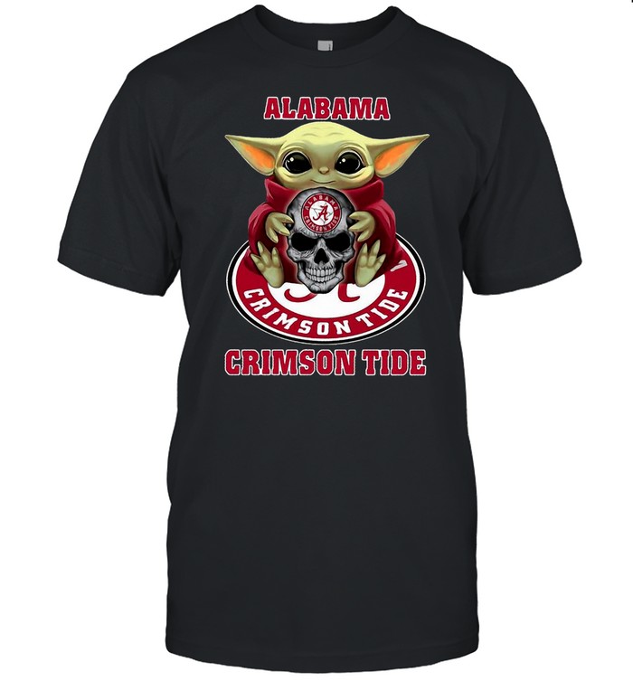 Baby Yoda Hug Alabama Crimson Tide Skull T-Shirt Baby Yoda Hug Alabama Crimson Tide Skull T-Shirt