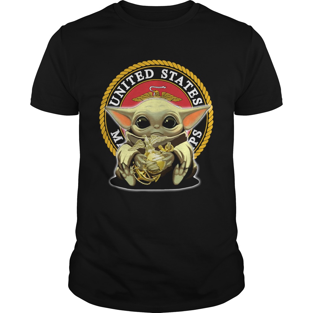 Baby Yoda Hug United States Marine Corps T-Shirt