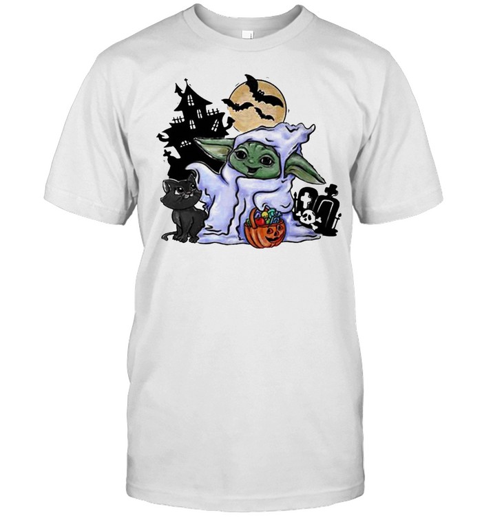 Baby Yoda In A Ghost Halloween T-Shirt