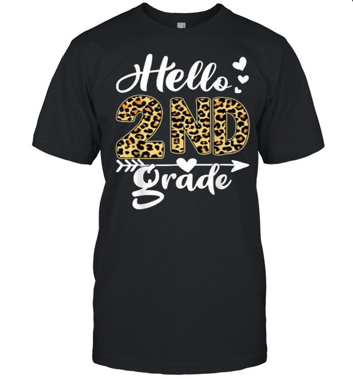 Back To School Hello 2Nd Grade Second Grade Leopard Teacher T-Shirt