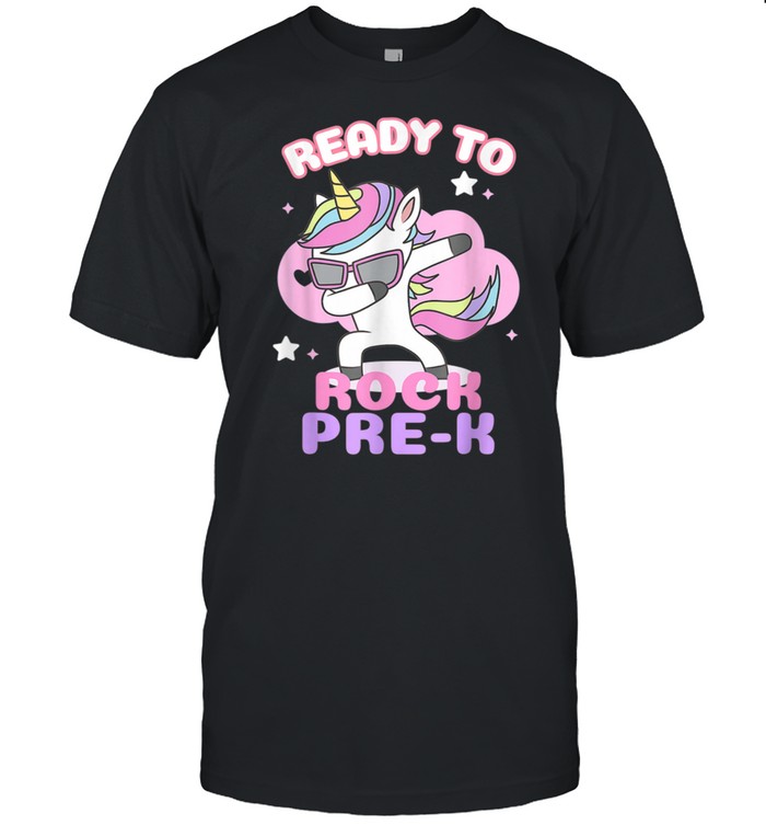 Back To School Prek Dabbing Unicorn Ready To Rock Preschool T-Shirt