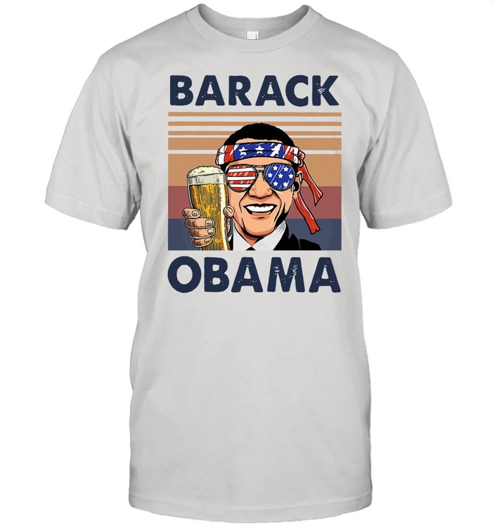Barack Obama Drinking Beer 4Th Of July Vintage T-Shirt