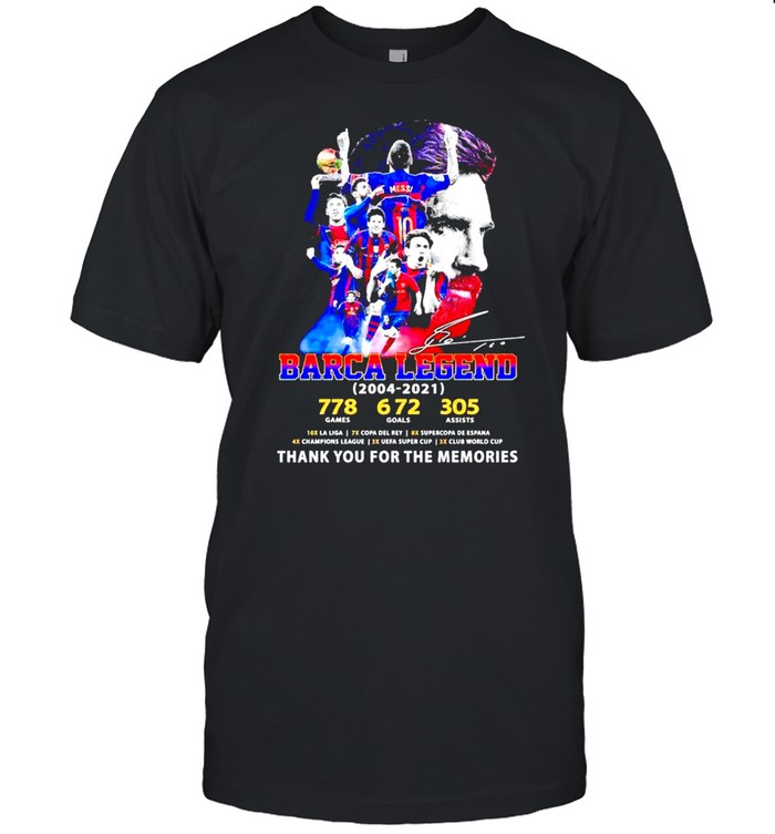 Barca Legend 2004 2021 Messi Thank You For The Memories T-Shirt Barca Legend 2004 2021 Messi Thank You For The Memories T-Shirt