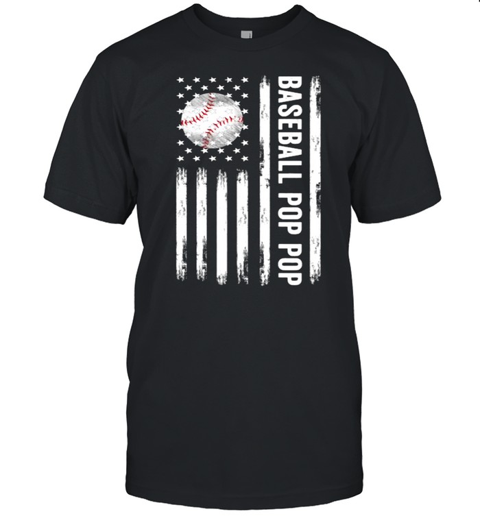 Baseball Pop Pop American Flag T-Shirt