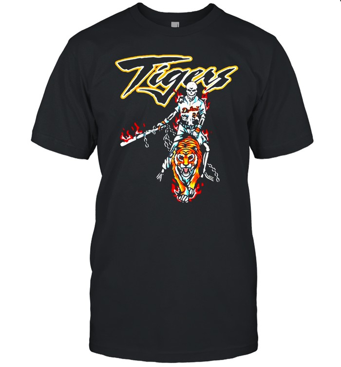 Baseball Skeleton Sana Detroit Tigers T-Shirt