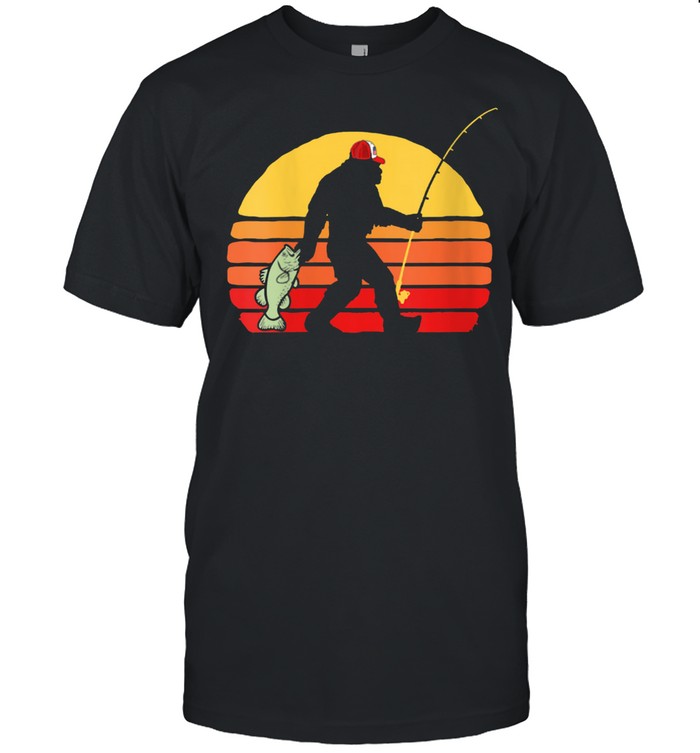 Bassquatch Bigfoot Fishing Outdoor Retro 80S T-Shirt