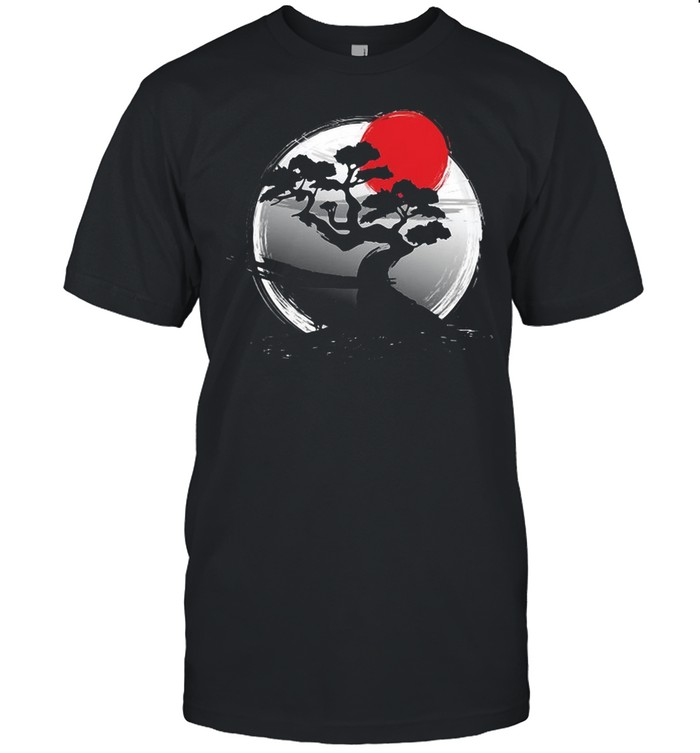 Bonsai Tree Sunset Miniature Plants Trees Japanese Gardening T-Shirt