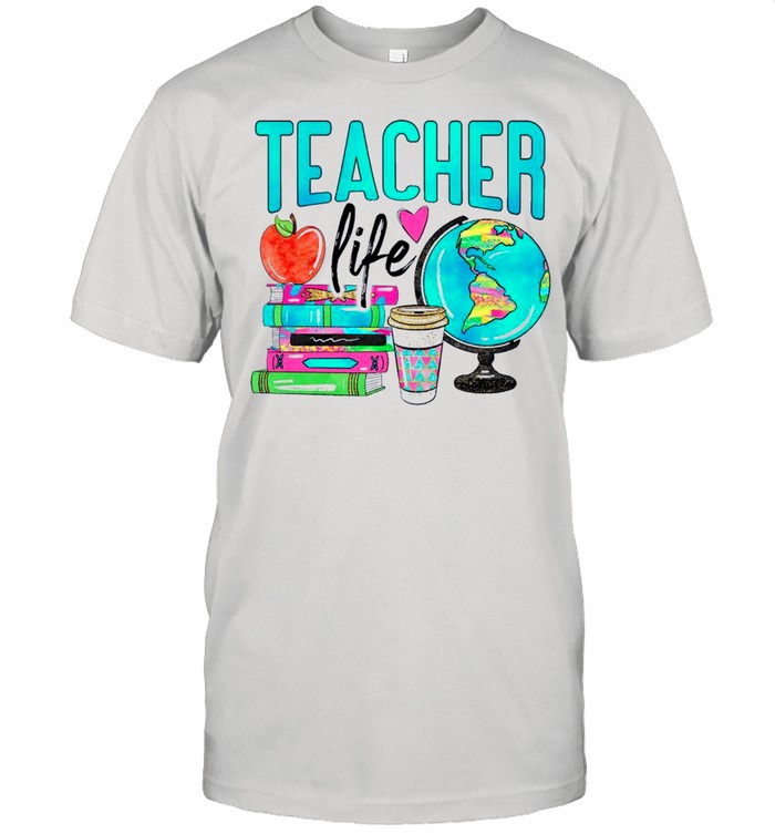Books Coffee And Globe Teacher Life T-Shirt Books Coffee And Globe Teacher Life T-Shirt