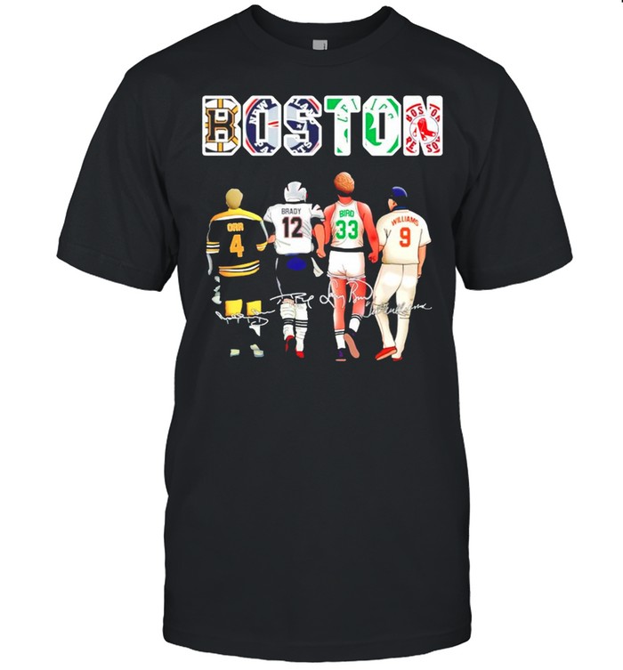Boston Players Team Orr Brady Bird Williams Signature T-Shirt