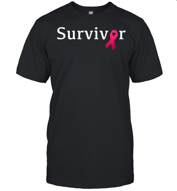 Breast Cancer Survivor With Pink Ribbon T-Shirt