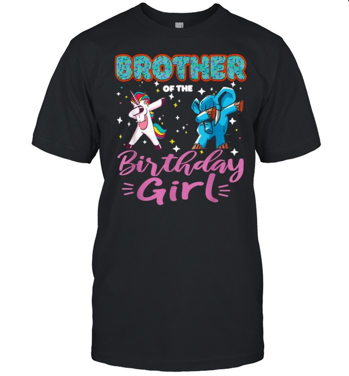 Brother Of The Birthday Girl Donut Dabbing Unicorn Elephant T-Shirt