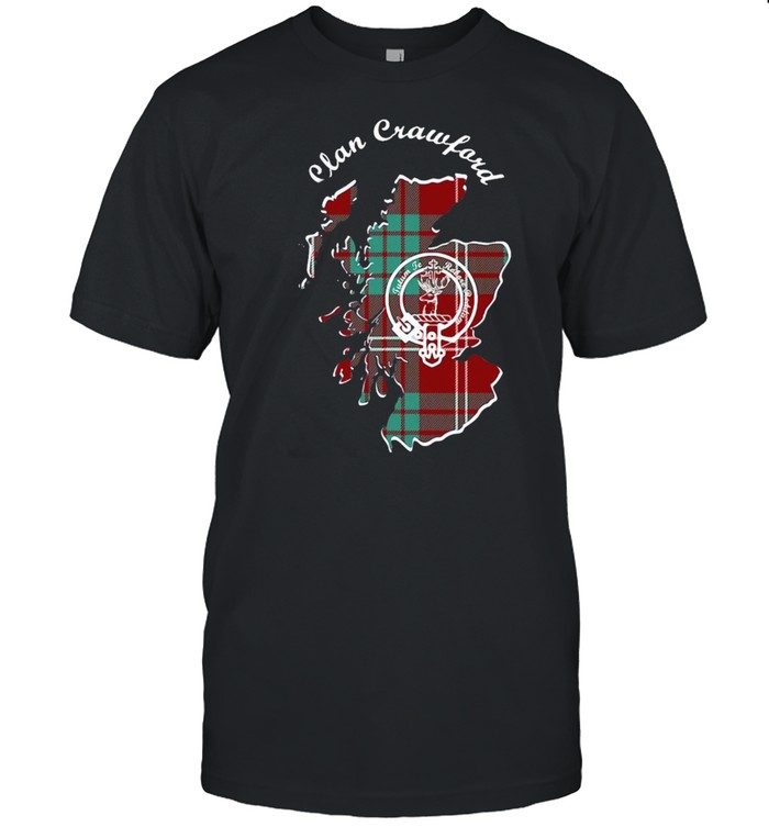 Clan Crawford Surname Last Name Scottish Tartan Crest Map T-Shirt Clan Crawford Surname Last Name Scottish Tartan Crest Map T-Shirt