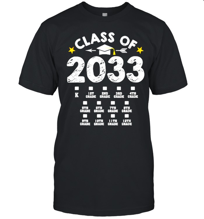 Class Of 2033 Grow With Me Checklist Graduation T-Shirt