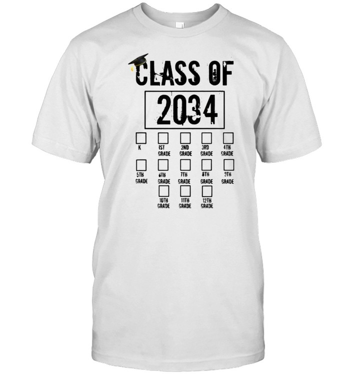 Class Of 2034 Grow With Me Check Mark First Day Of School T-Shirt Class Of 2034 Grow With Me Check Mark First Day Of School T-Shirt