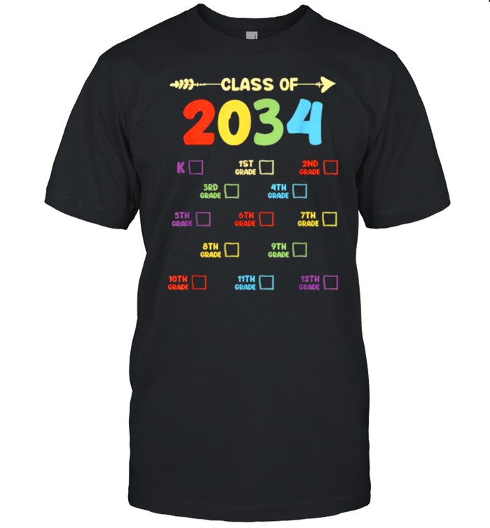 Colorful Class Of 2034 Checklist Grow With Me Graduation T-Shirt Colorful Class Of 2034 Checklist Grow With Me Graduation T-Shirt