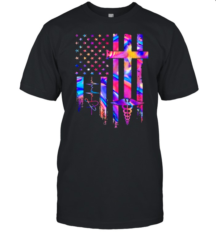 Colorful Usa Flag Nurse T-Shirt Colorful Usa Flag Nurse T-Shirt