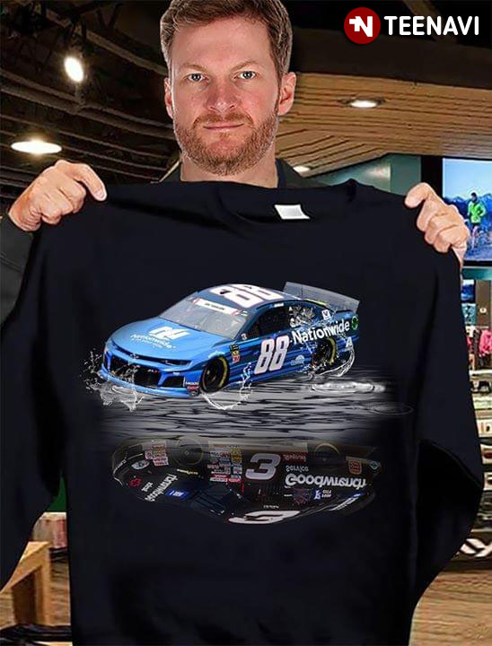 Dale Earnhardt Jr. 88 And Dale Earnhardt Sr 3 Cars Water Reflection T-Shirt